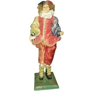 VTG 90's Rare Christmas Harlequin Pierrot Clown Jester Doll Whimsical Figurine